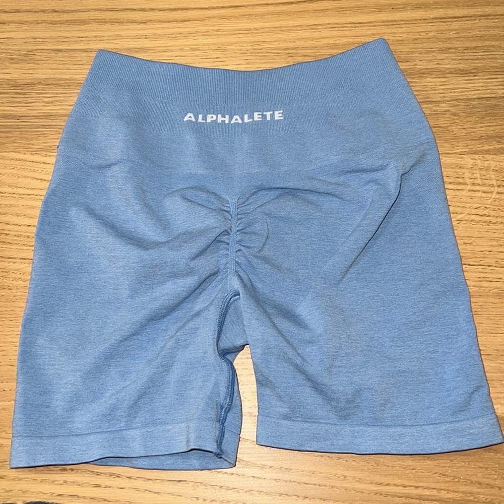 Alphalete amplify shorts color washed denim length 4.5